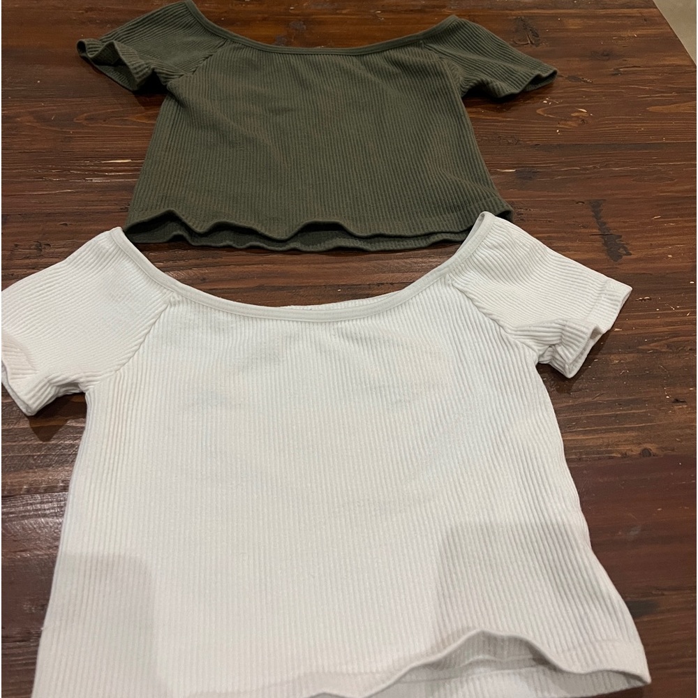2 off the shoulder crop shirt